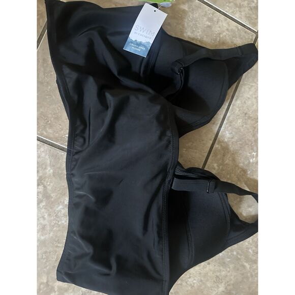 NWT Cacique 42G Lightly Lined Plunge Swim Top Bra Black - Picture 4 of 4